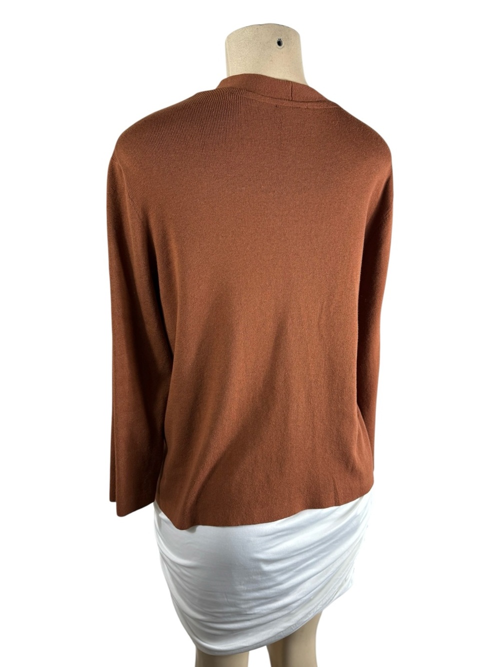 J.JILL V-Neck Long Sleeve 100% Cotton Sweater in Rust Size Large - Picture 3 of 5